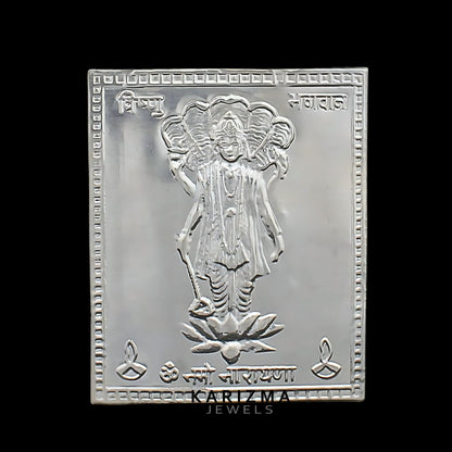 Pure Silver Vishnu Bhagwaan Yantra Silver Sheet for Pooja/ Wealth