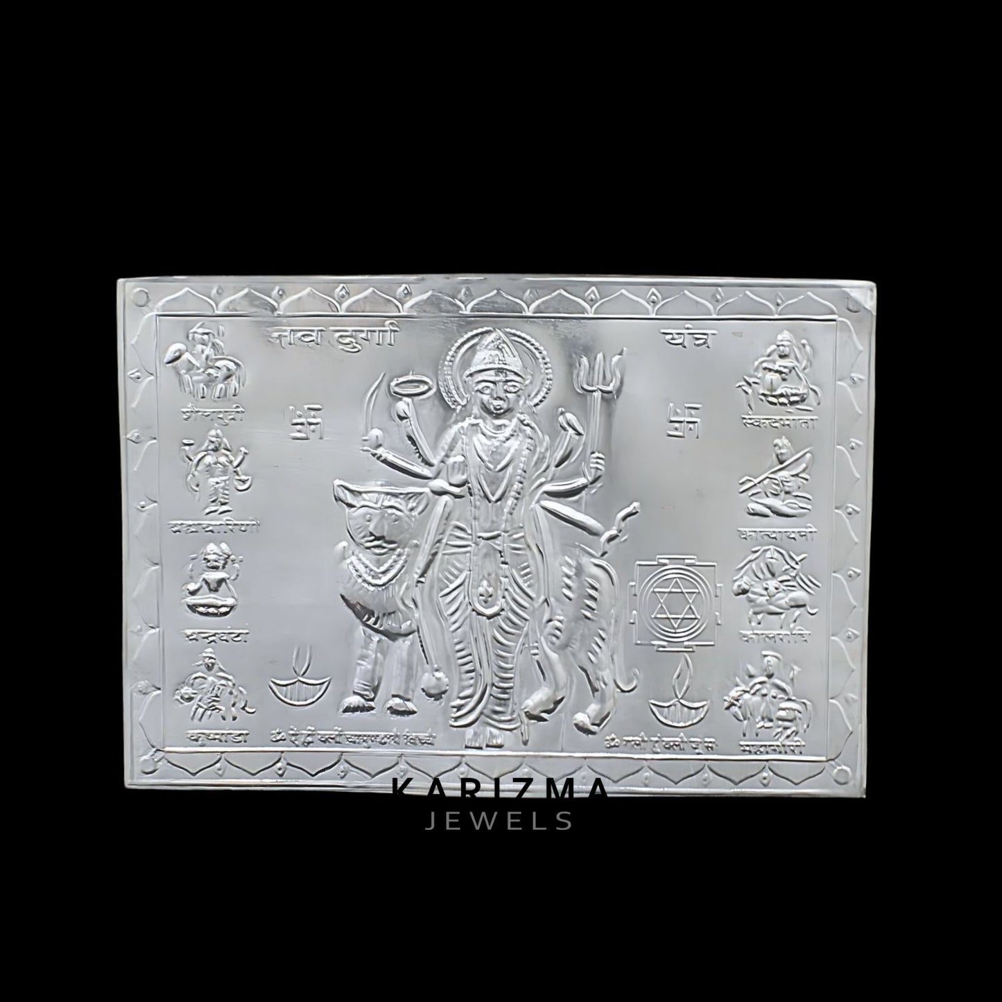 Real Silver Nav Durga Yantra Hindu Religious Pooja/Wealth