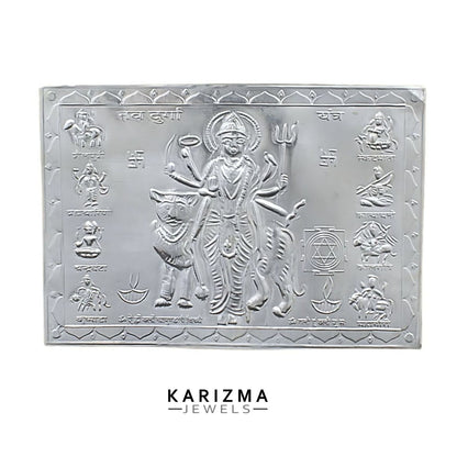 Real Silver Nav Durga Yantra Hindu Religious Pooja/Wealth