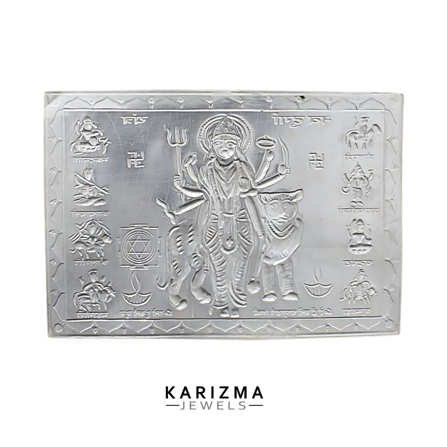 Real Silver Nav Durga Yantra Hindu Religious Pooja/Wealth