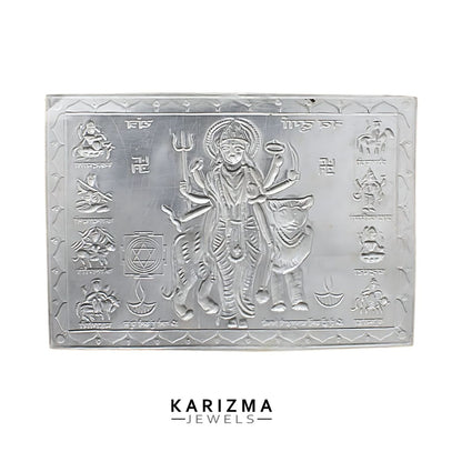 Real Silver Nav Durga Yantra Hindu Religious Pooja/Wealth