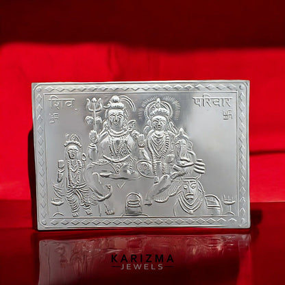 Real Silver Shiv Parivar Yantra Sheet for Lal Kitab red book remedies and Astrological Purpose