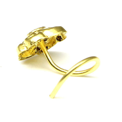 Floral gold plated corkscrew nose stud l bend