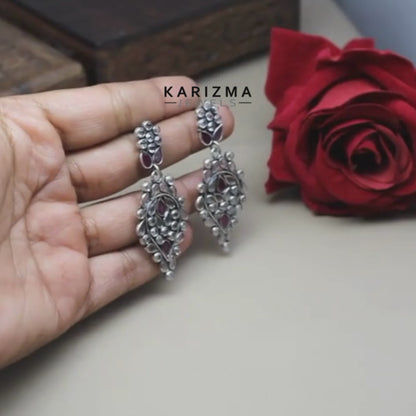 Traditional Style Real Silver Pink White CZ Dangle Earrings