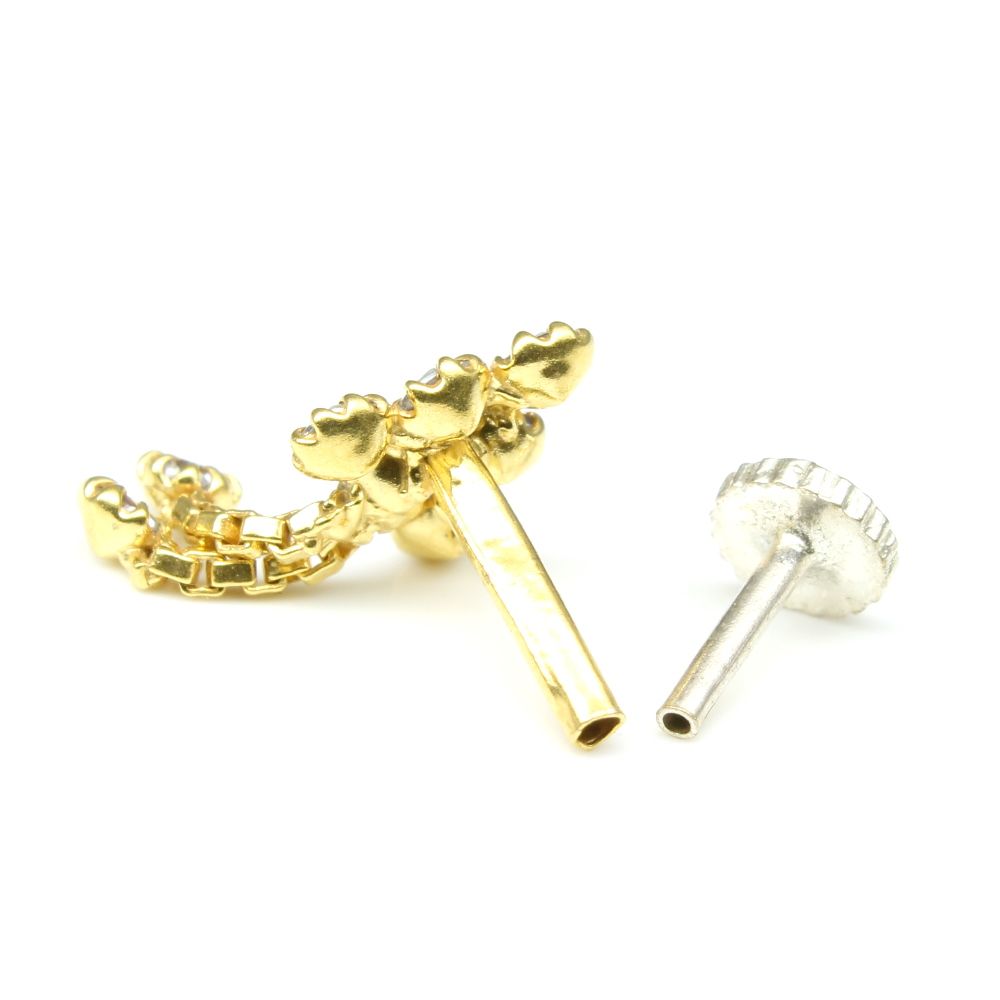 Triangle dangle gold plated Nose stud push pin