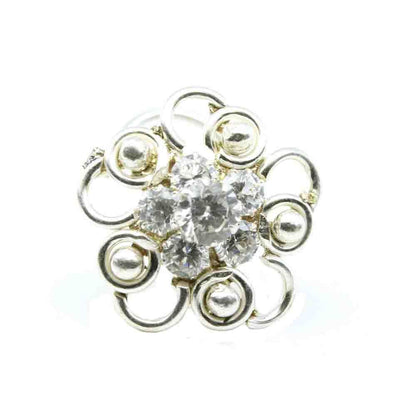 Real Silver Nose Ring with White Shiny Stones for women