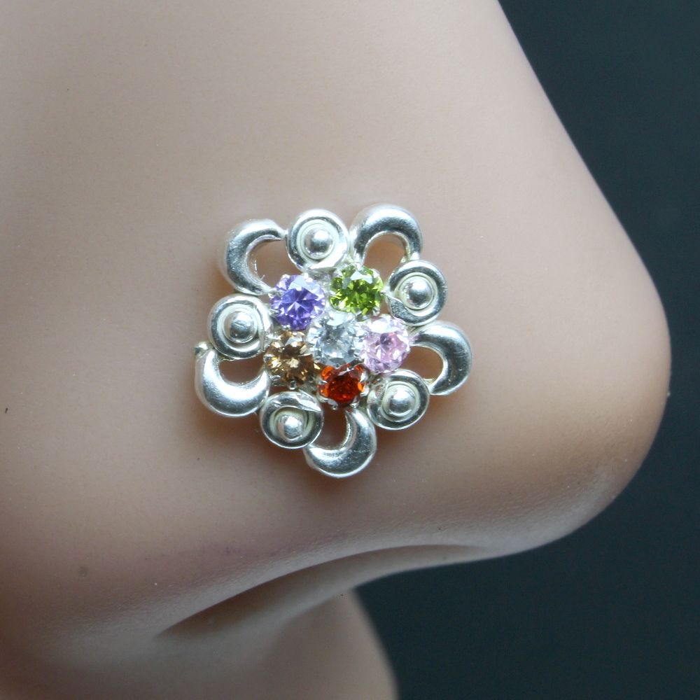 flower-indian-925-sterling-silver-green-white-cz-studded-corkscrew-nose-ring-22g