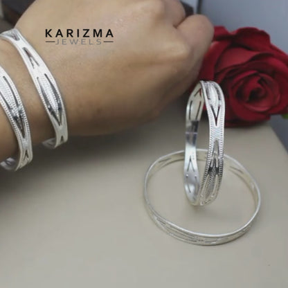 Indian Style Solid Real Silver Women Bangles Bracelet (Kangan)