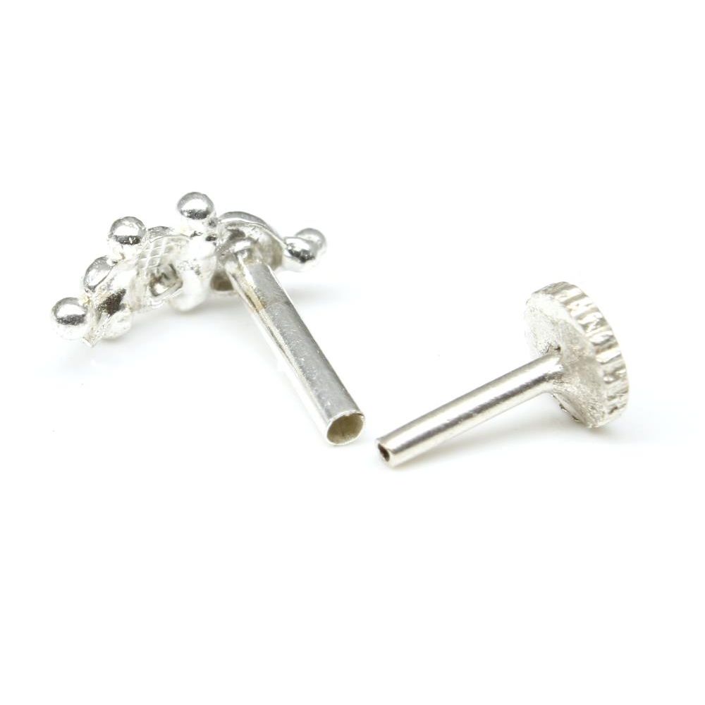 Silver Nose Pin for women with Push pin 