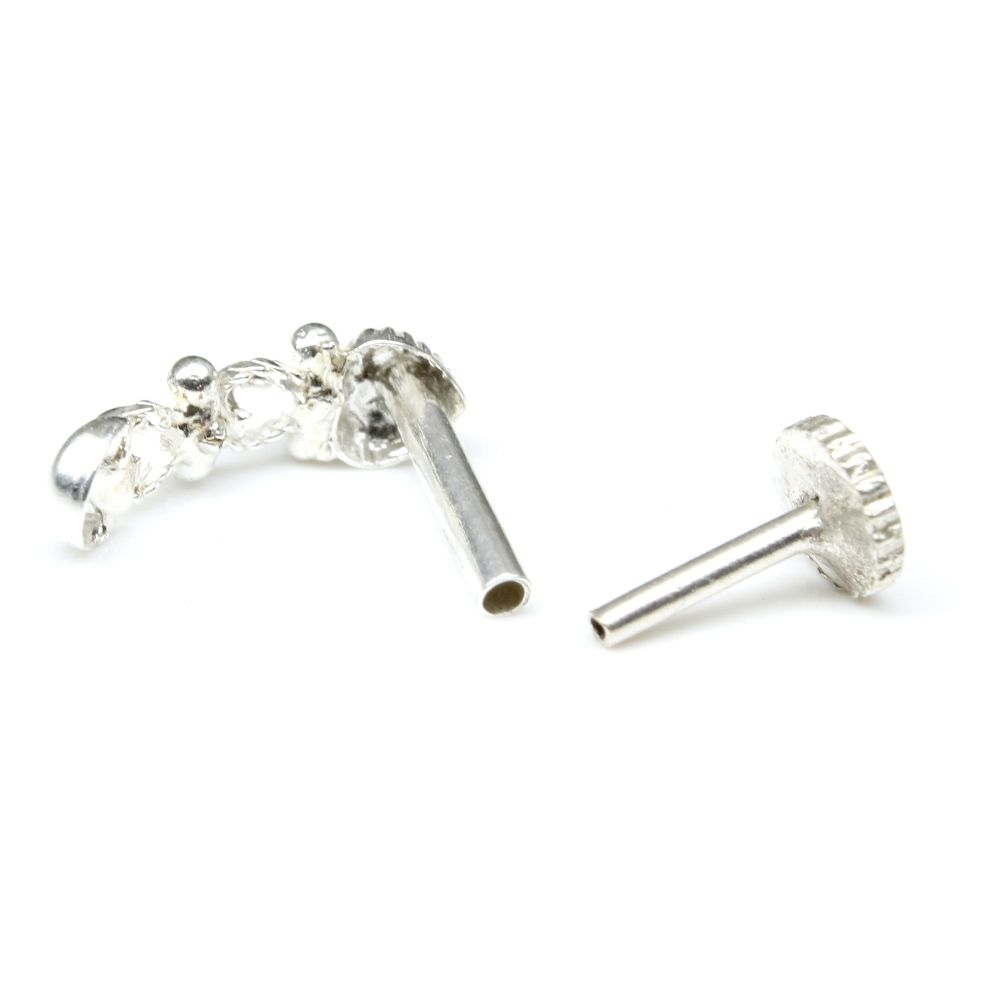 Silver Nose Pin for women with Push pin 