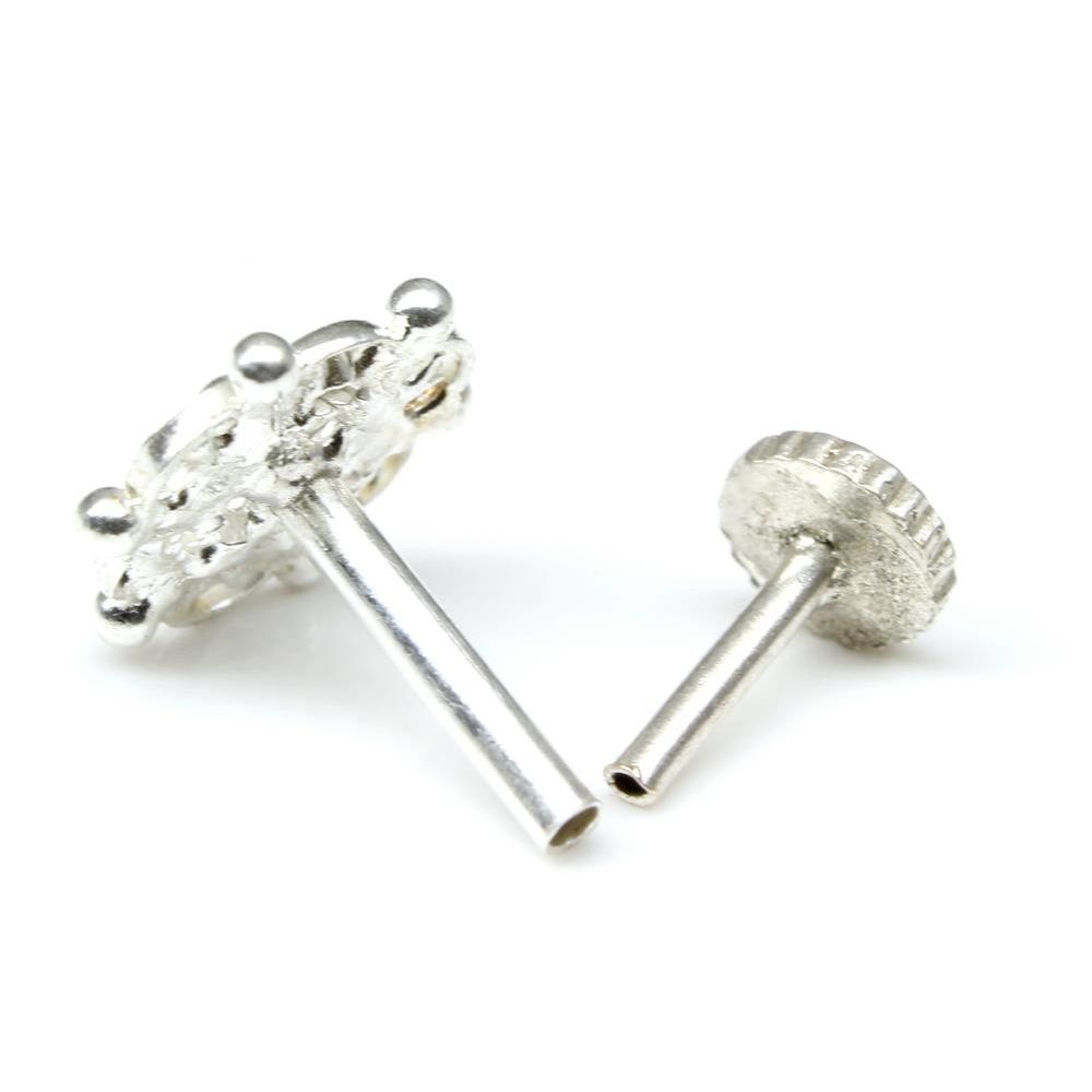 Silver Nose Pin for women with Push pin 