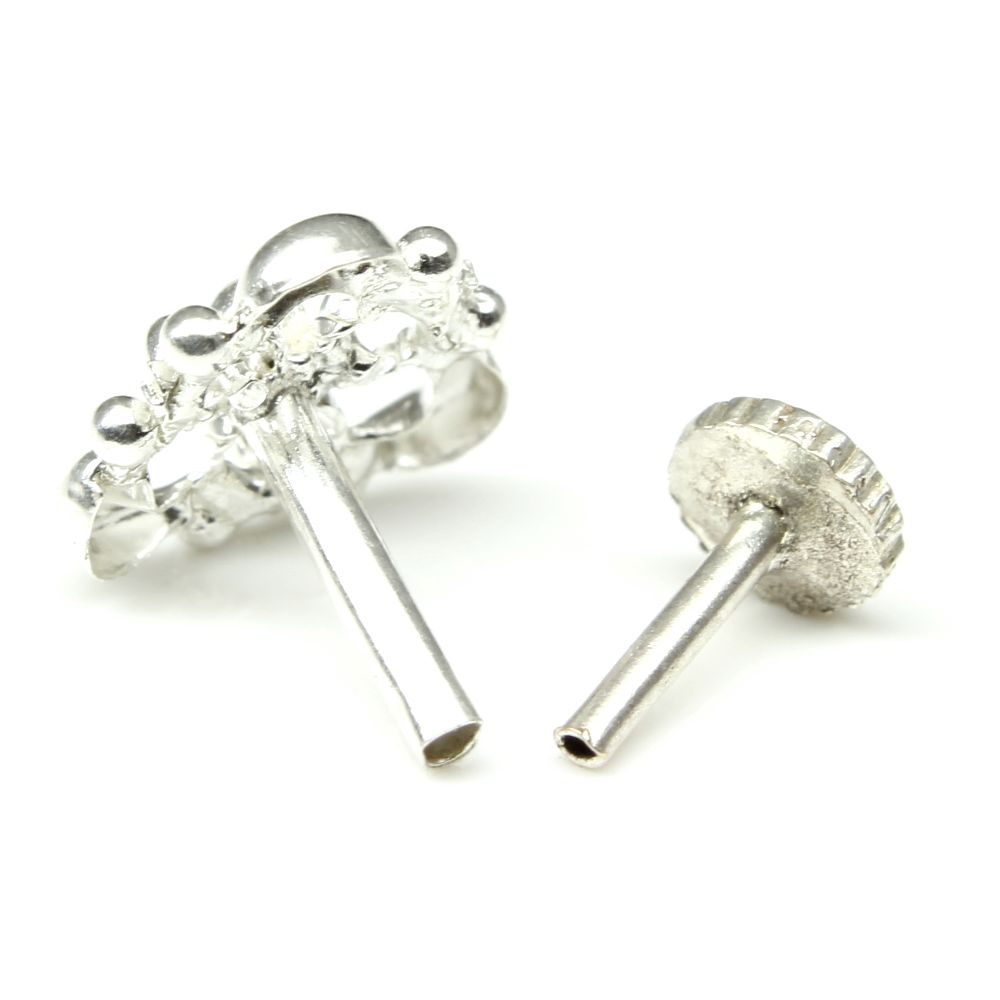 Silver Nose Pin for women with Push pin 