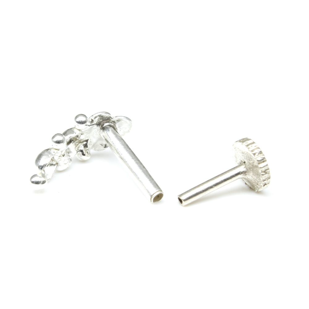 Silver Nose Pin for women with Push pin 