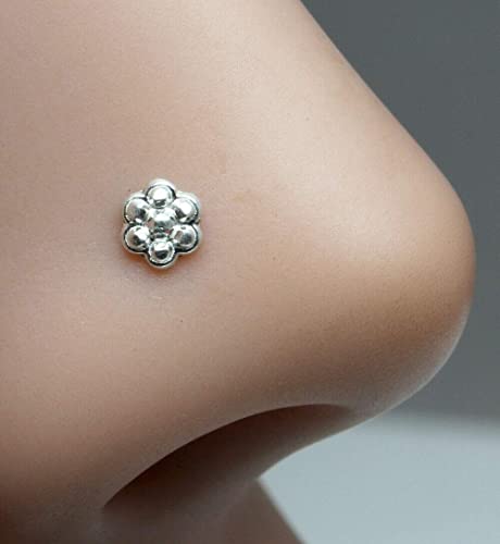 925 Sterling Silver Floral Nose Pin 