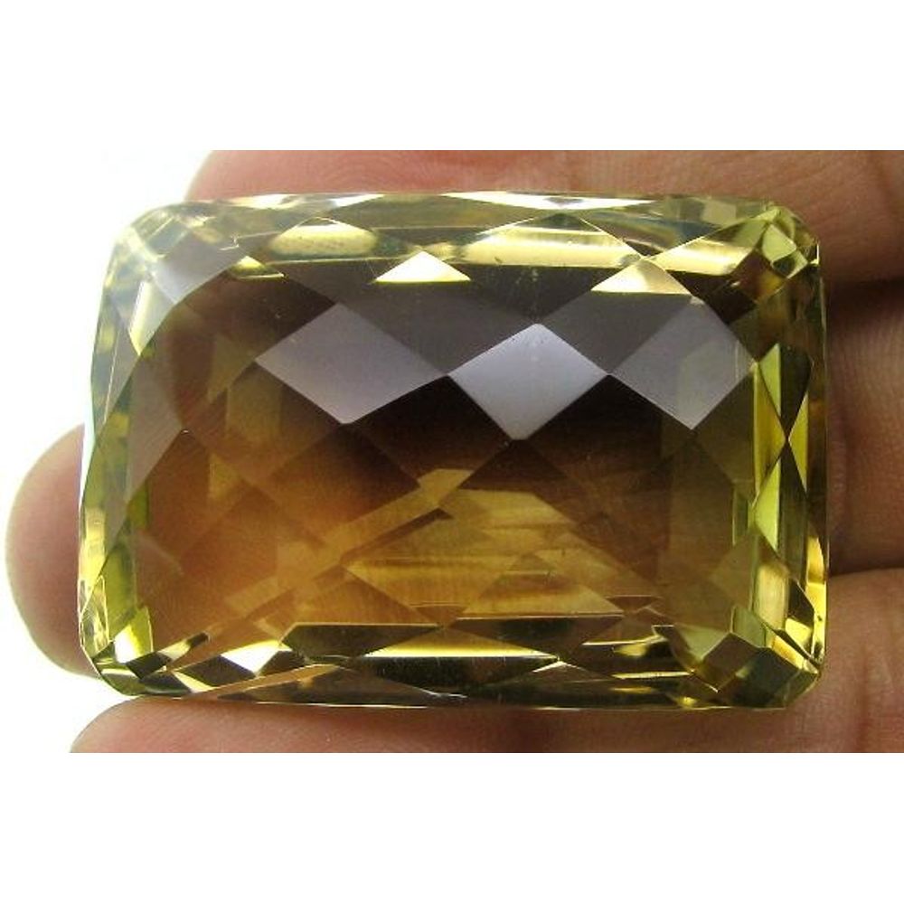 SUPERB A+ 130.3Ct Clear Fine NaturalL Lemon Quartz Rectangle Checker Faceted Gemstone
