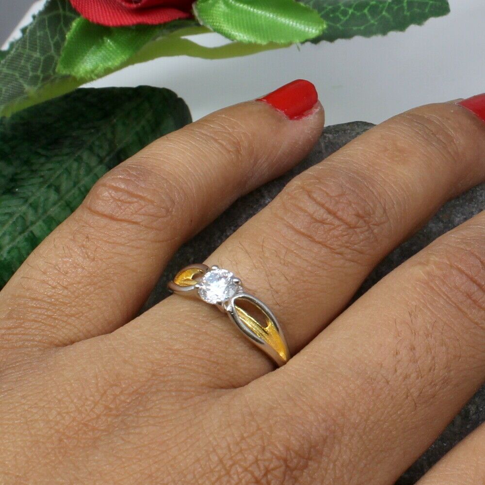 Silver white CZ women finger ring