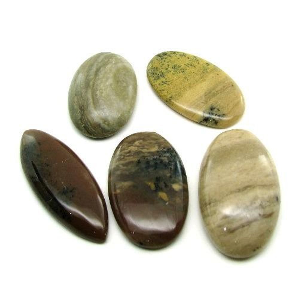 Selected-218Ct-5pc-Wholesale-lot-Natural-Picture-Jasper-Cabochon-Gemstone