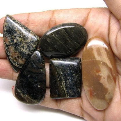 Selected 173Ct 5pc Wholesale lot Natural Brown Jasper Cabochon Gemstone