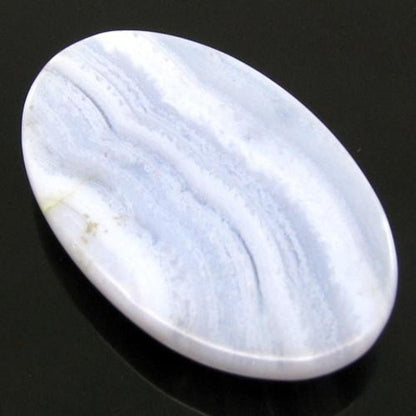 32.6Ct Natural Picture Blue Lace Agate Oval Cabochon Gemstone