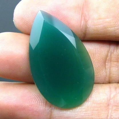 18.2Ct 100% Natural Green Onyx Pear Faceted Gemstone