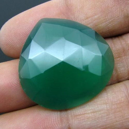 23.5Ct 100% Natural Green Onyx Checker Faceted Gemstone