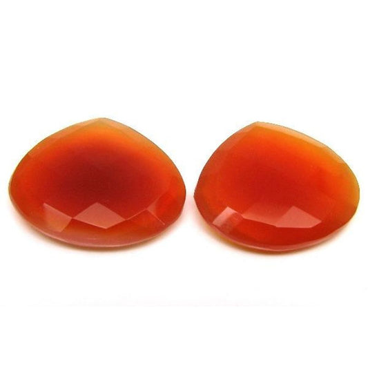 36.7Ct Pair Natural Orange Carnelian Agate Fine Pear Faceted Gemstones