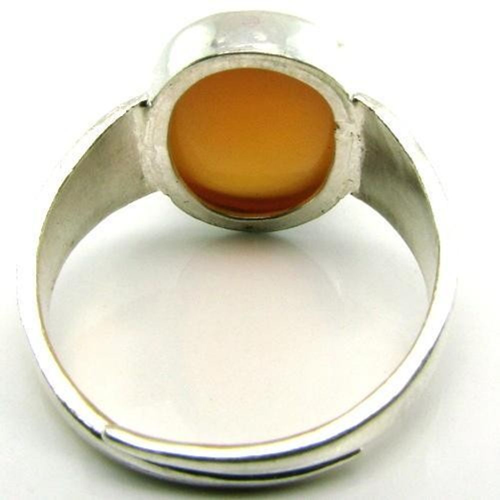 Silver Ring Orange Moonstone Gem