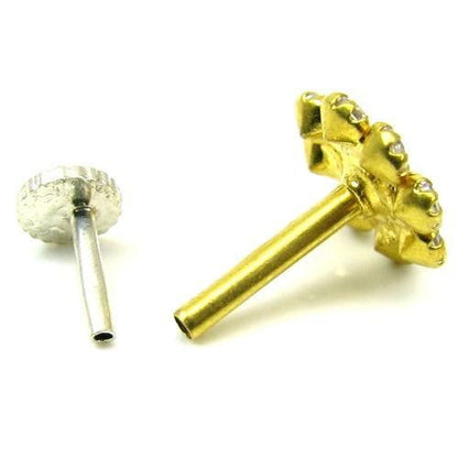  14k Yellow Gold Nose stud Pin with push pin