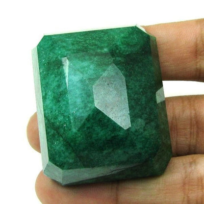 Rare Huge 261Ct Natural Brazilian Green Emerald Rectangle Shape Faceted Gemstone