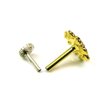 Nose stud Pin Solid Real 14k Yellow Gold with push pin