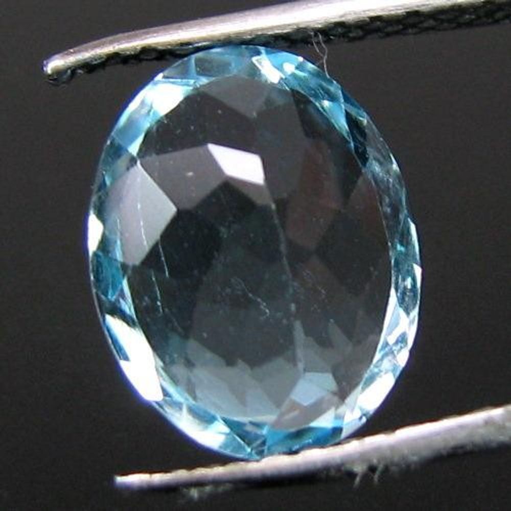 CERTIFIED 3.72Ct Natural Blue TOPAZ Oval Faceted Clear Gemstone