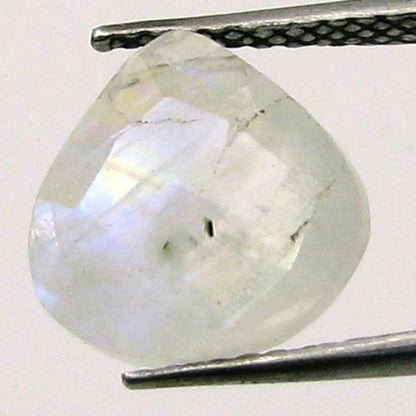 4.5Ct Natural Color Play Rainbow Moonstone Pear Checker Cut Gemstone