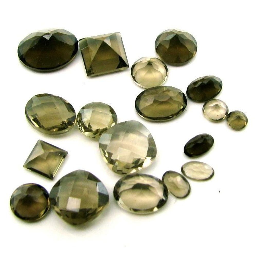 16.2Ct 18pc Lot of Natural Mix Faceted Smoky Quartz Gemstones