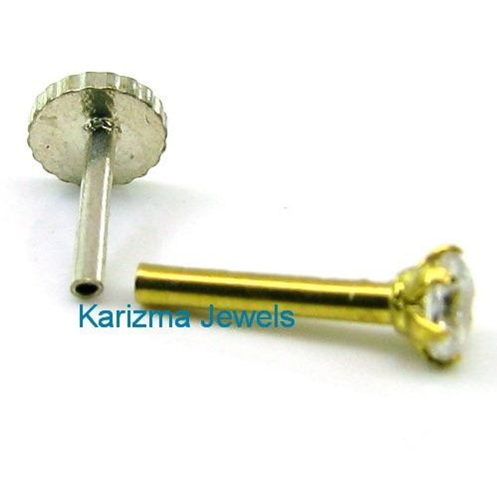 Nose pin for women in gold with push pin