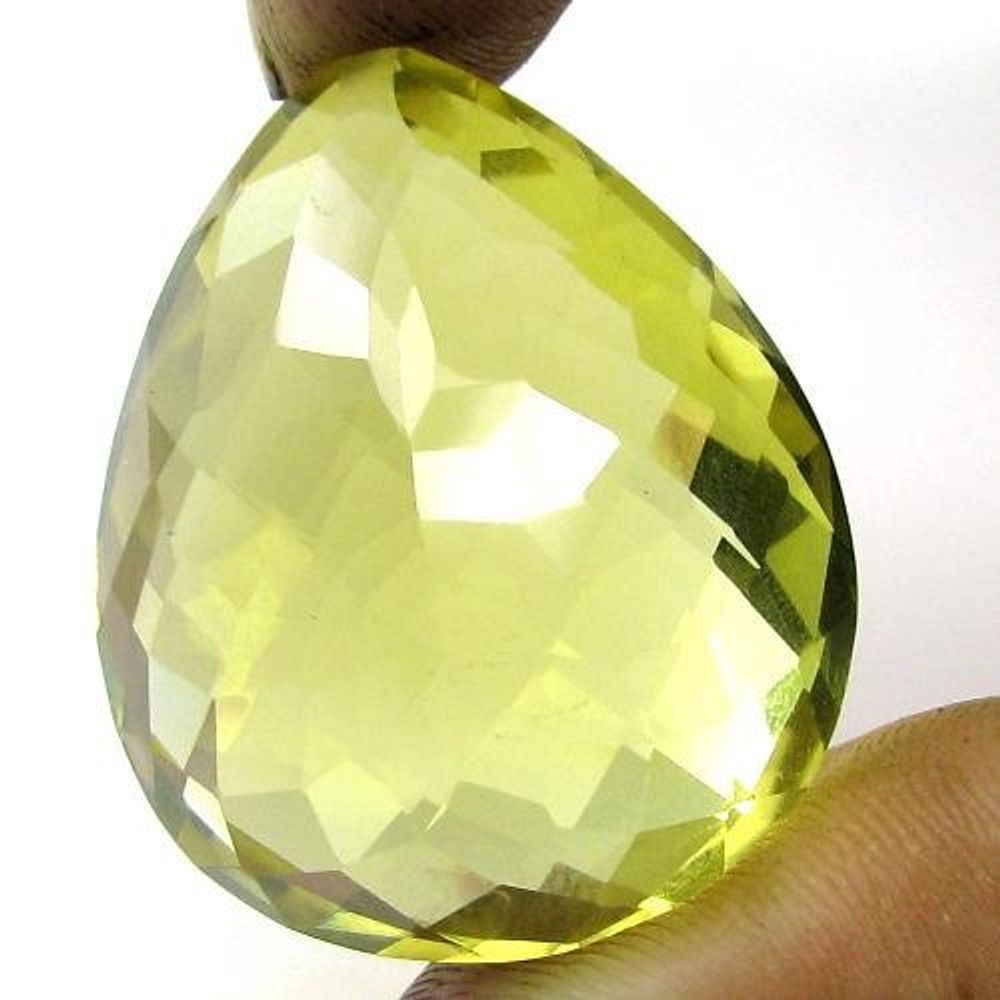 CERTIFIED 57.31Ct A+ NATURAL Lemon Quartz Pear Faceted Gemstone