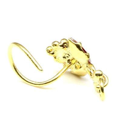 Dangle design gold plated nose stud L Bend