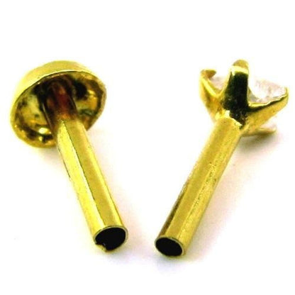 Solid Real 14k Yellow Gold 2pc Nose stud