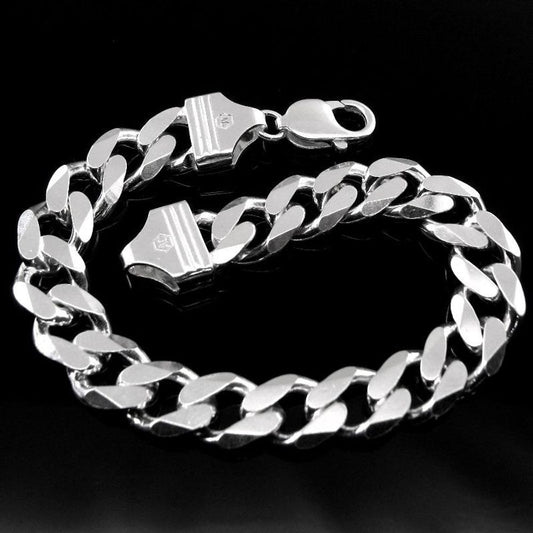 Solid Style Curb Link Design Men's Bracelet