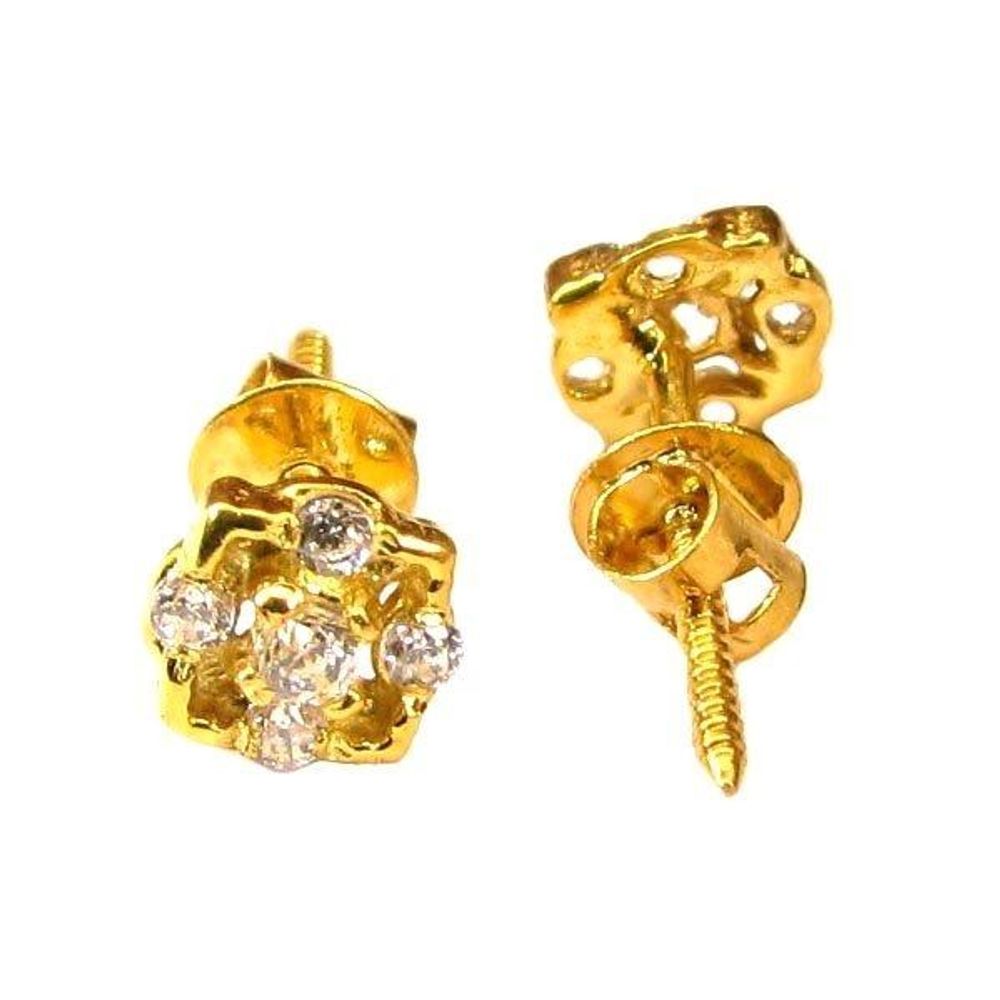 14k Solid Real Gold Screw Back Earring