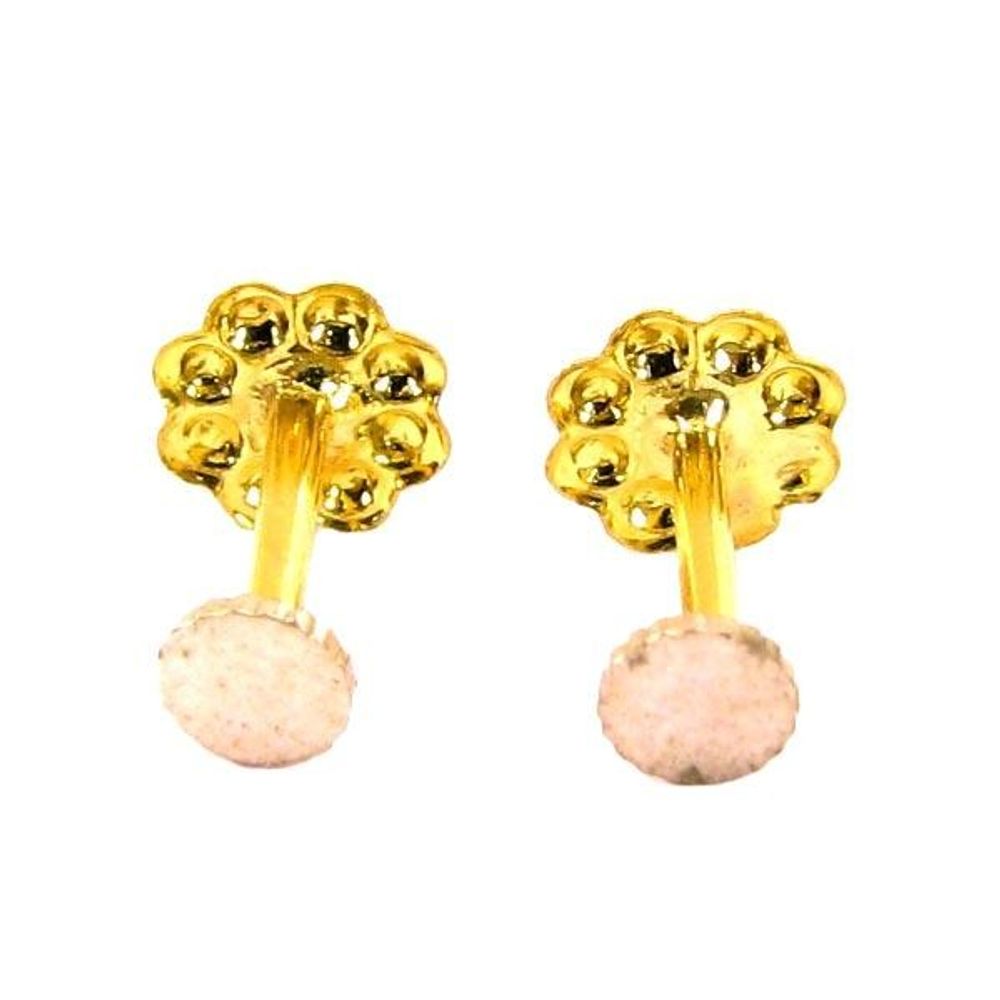 14k Solid Real Gold Studded EAR Studs PAIR