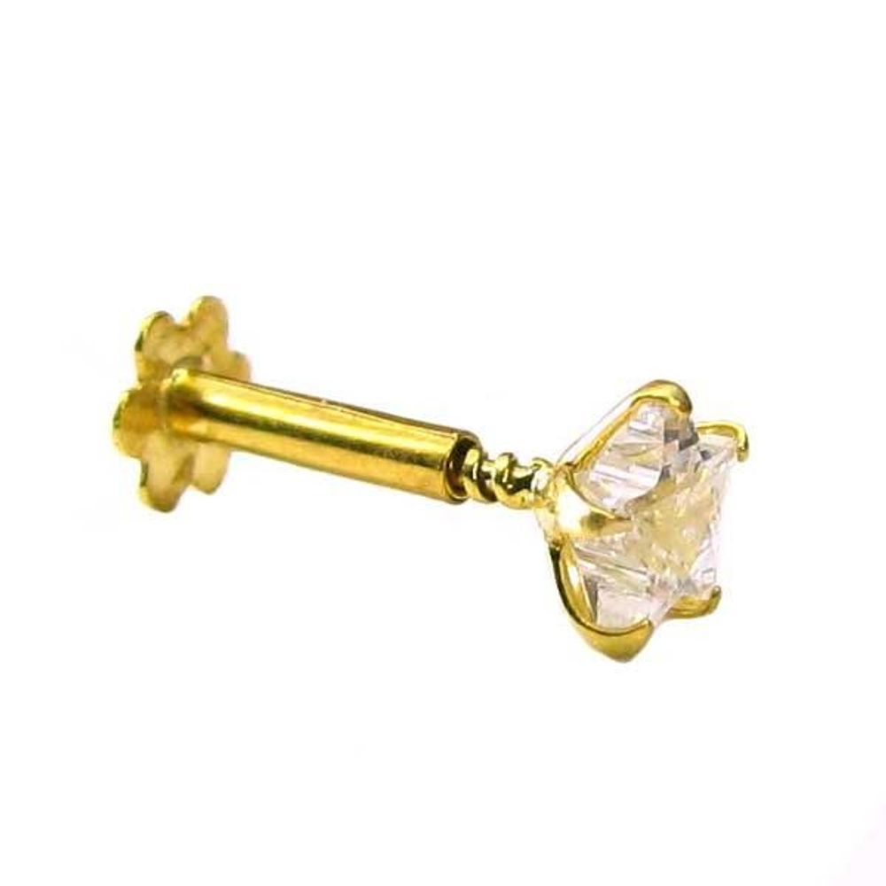 Nose Stud Pin Solid Real 14k Yellow Gold 