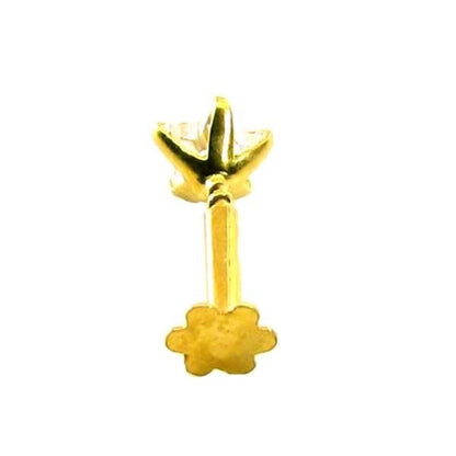 Nose Stud Pin Solid Real 14k Yellow Gold Screw Back