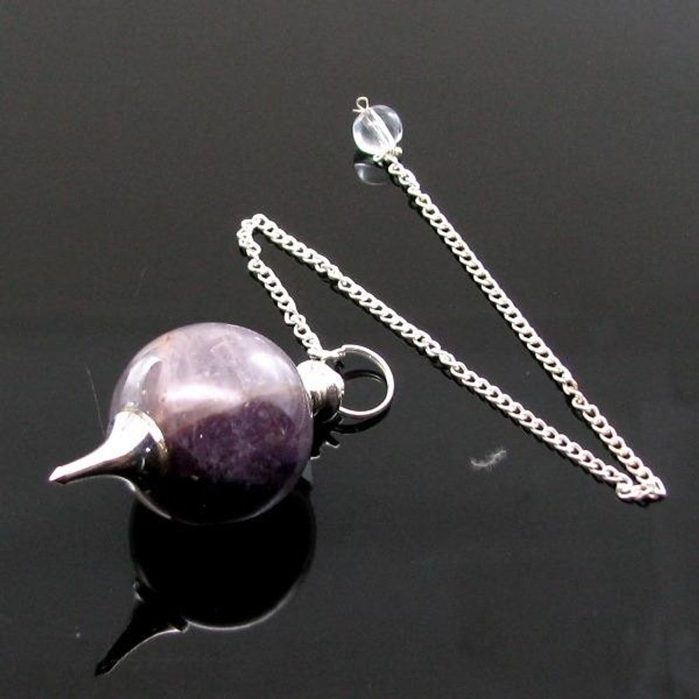 Natural Amethyst Ball Sphere Pendulum Dowser Healing Reiki