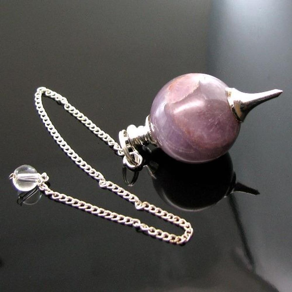 Natural Amethyst Ball Sphere Pendulum Dowser Healing Reiki