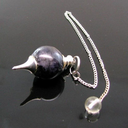 Natural Amethyst Ball Sphere Pendulum Dowser Healing Reiki