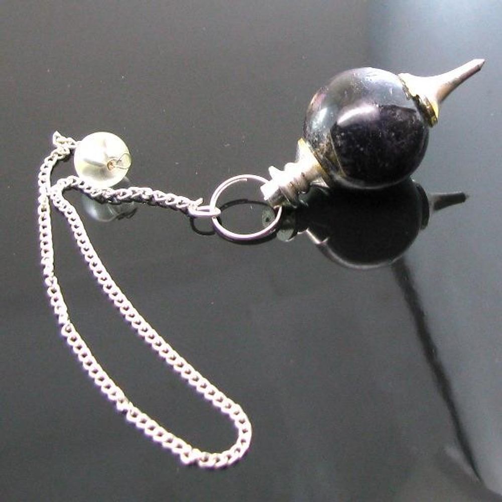 Natural Amethyst Ball Sphere Pendulum Dowser Healing Reiki