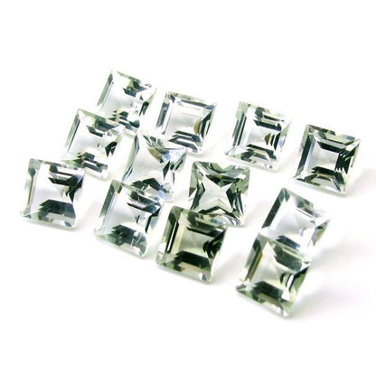 21.3Ct 12pc wholesale Lot Natural Green Amethyst Square Cut VVSI Gemstones