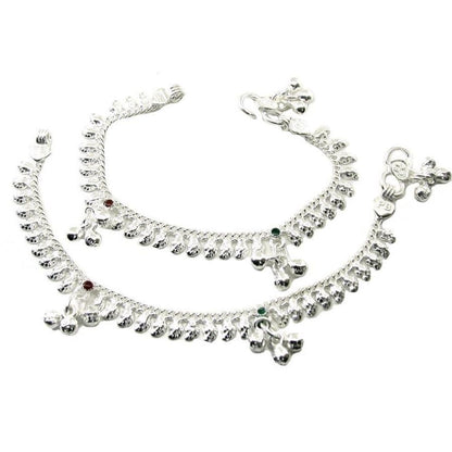 Kids-Children's-Anklets-(Pajeb)-Ankle-Bracelet-in-Real-Solid-Silver-6&quot;