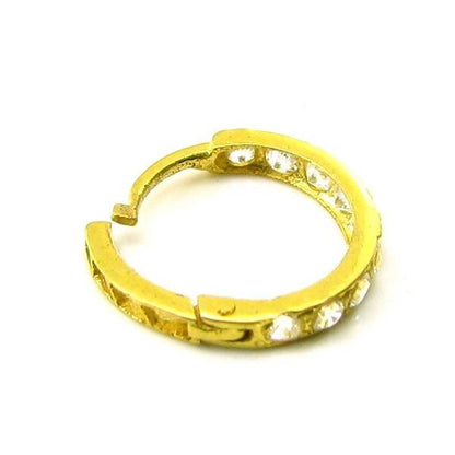 Ethnic Hinged hoop Nose ring clicker 14k Yellow Gold