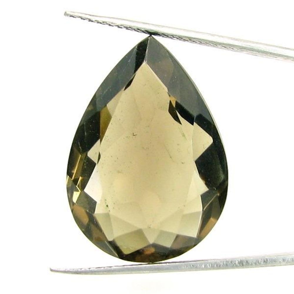 34.7Ct Pear Cut Natural Smoky Quartz Crystal Gemstone